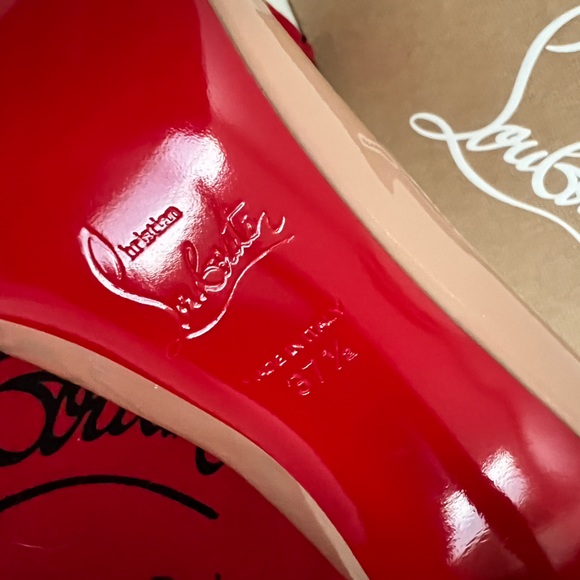 🎉SOLD🎉 CHRISTIAN LOUBOUTIN Pigalle Follies 100 Nude Patent 37.5 Authentic NEW - Picture 16 of 16